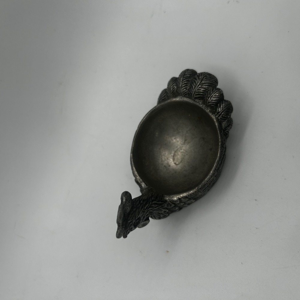 Vintage Pewter Rooster Salt Cellar Small Trinket Dish Silver Gray Excellent 95% - Picture 3 of 6